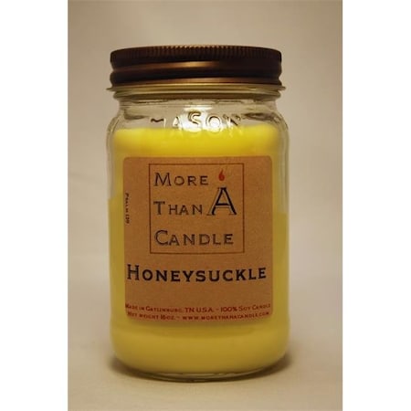 More Than A Candle HYS16M 16 Oz Mason Jar Soy Candle; Honeysuckle